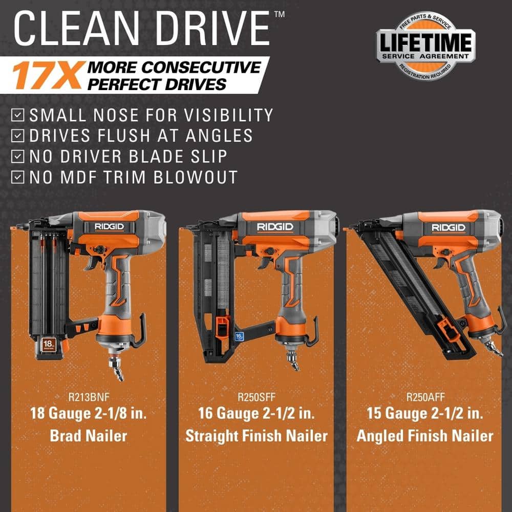 Pneumatic 18-Gauge 2-1/8 in. Brad Nailer with CLEAN DRIVE Technology, and Tool Bag - Image 3