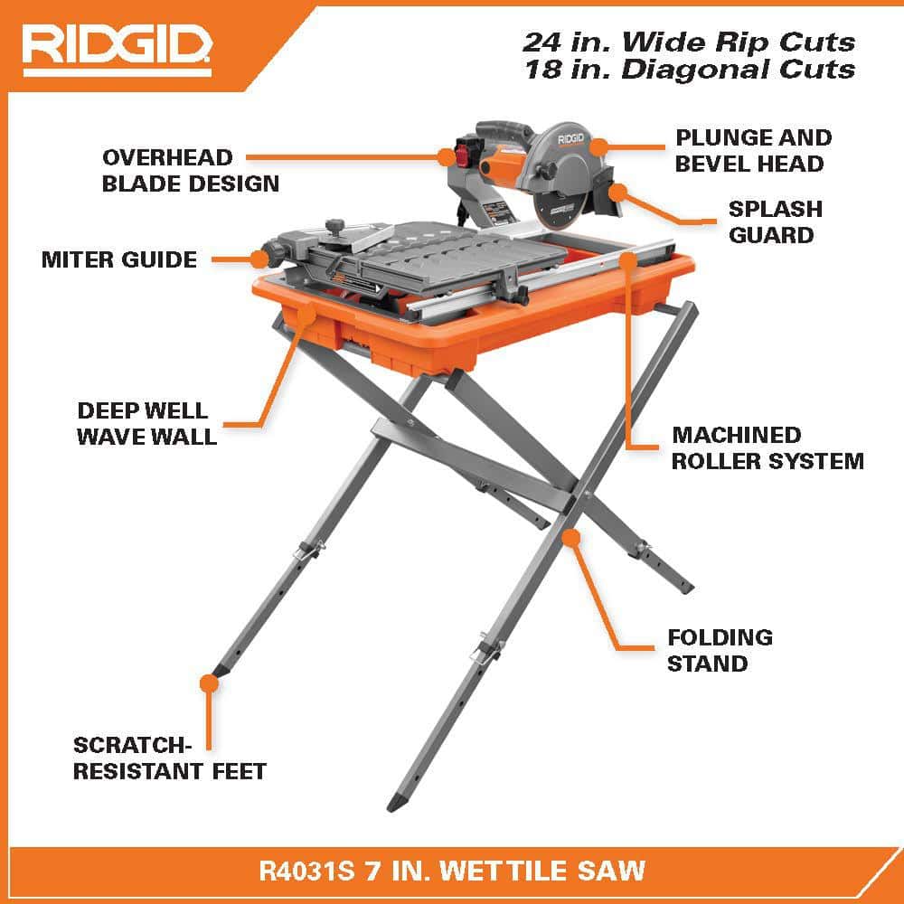9-Amp 7 in. Blade Corded Wet Tile Saw with Stand - Image 3