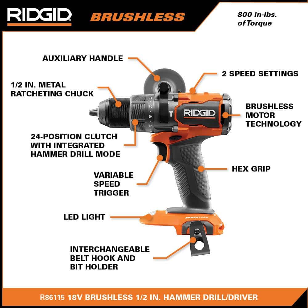 18V Brushless Cordless 2-Tool Combo Kit with Hammer Drill, Impact Driver, (2) Batteries, Charger, and Bag - Image 4