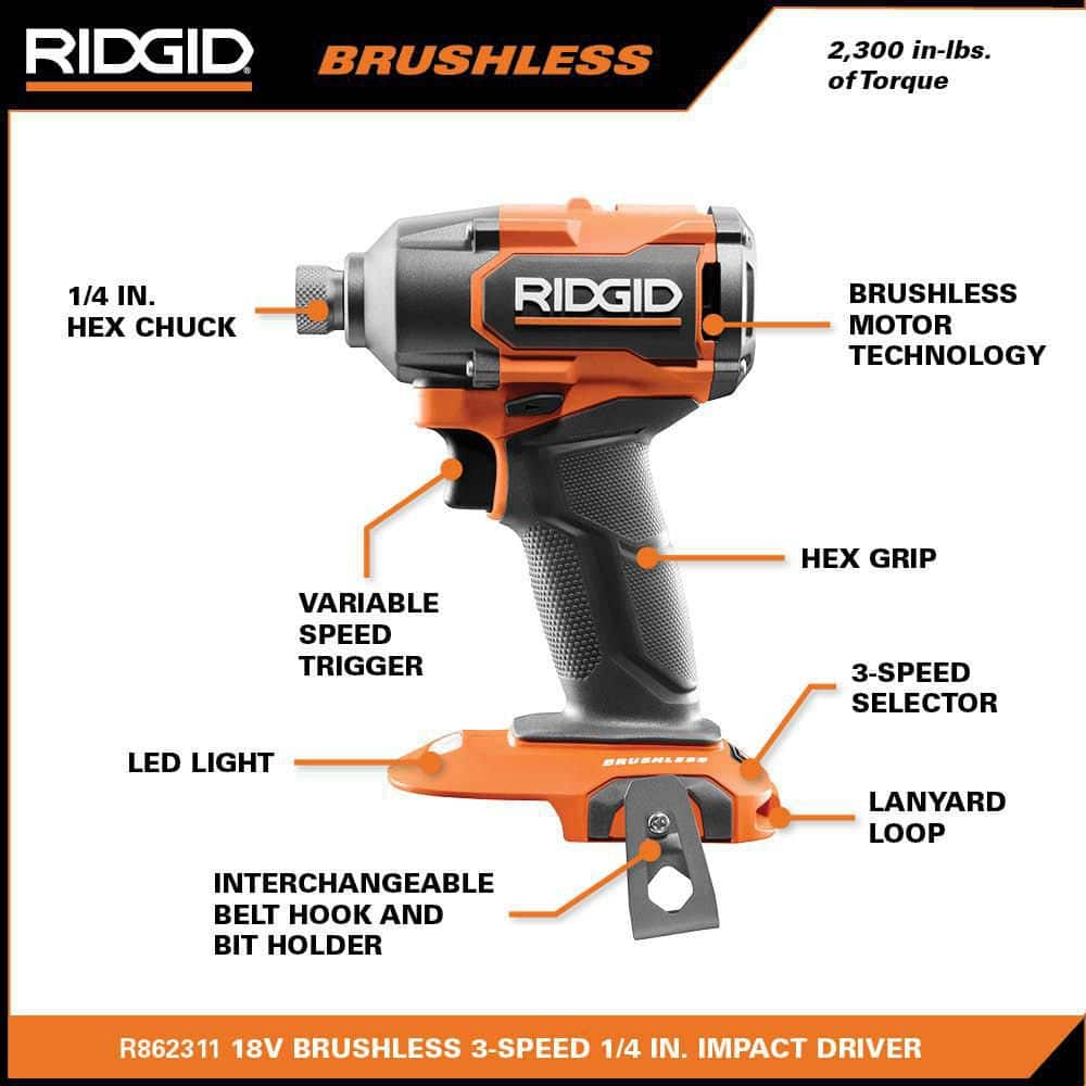 18V Brushless Cordless 2-Tool Combo Kit with Hammer Drill, Impact Driver, (2) Batteries, Charger, and Bag - Image 5