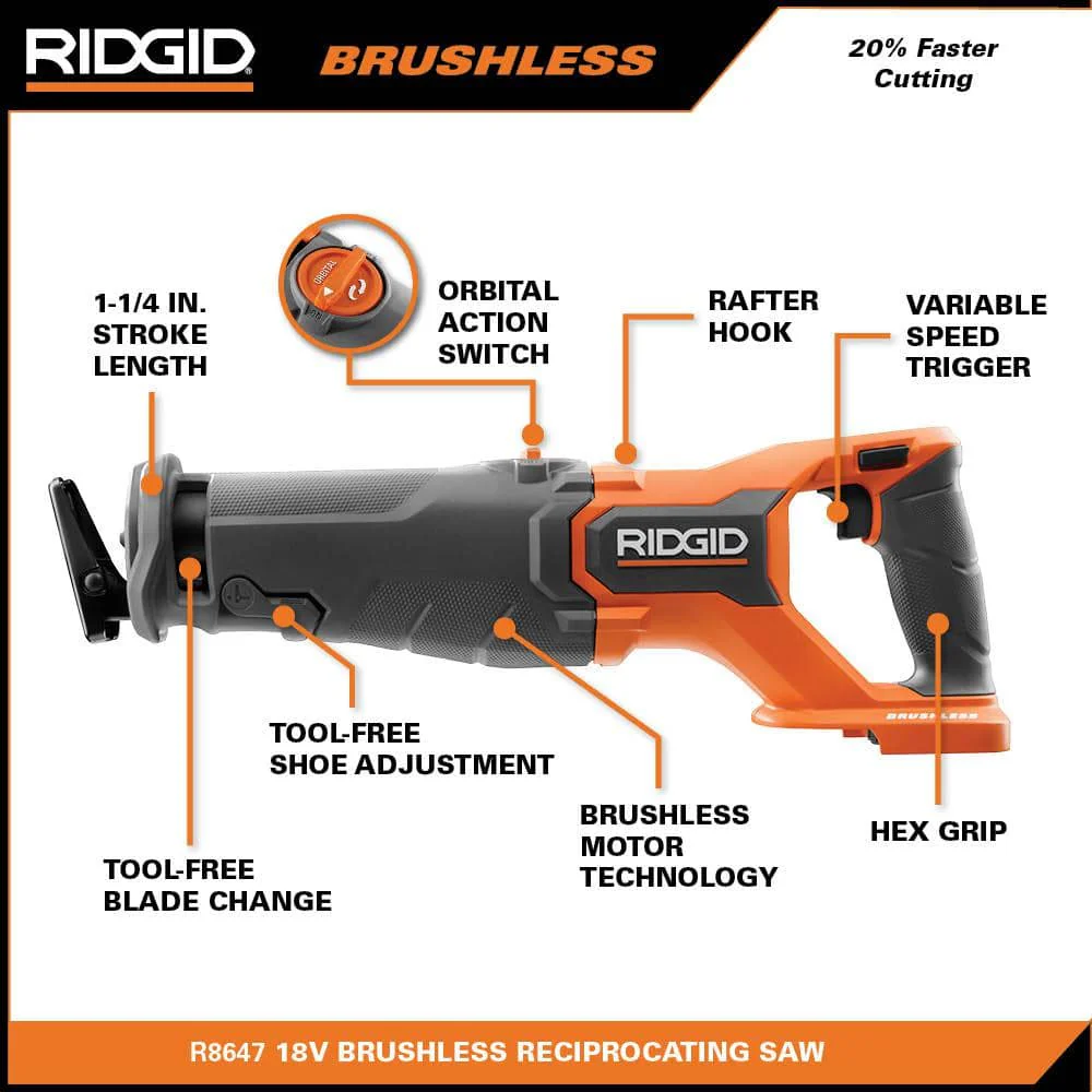 18V Brushless Cordless Reciprocating Saw (Tool Only) - Image 3
