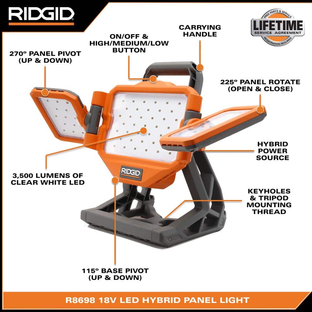 18V Cordless Hybrid LED Panel Light (Tool Only) - Image 3