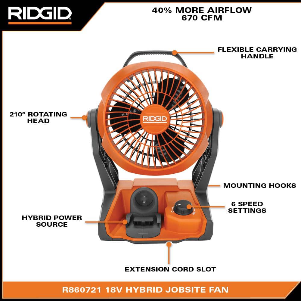 18V Cordless Hybrid Jobsite Fan (Tool Only) - Image 3