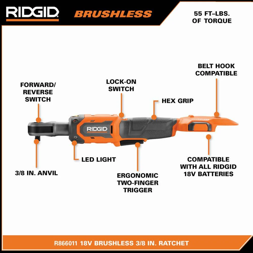 18V Brushless Cordless 3/8 in. Ratchet (Tool Only) - Image 4