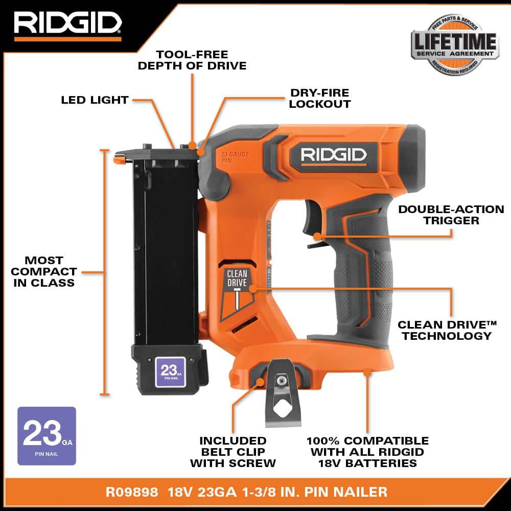 18V Cordless 23-Gauge 1-3/8 in. Headless Pin Nailer (Tool Only) - Image 3