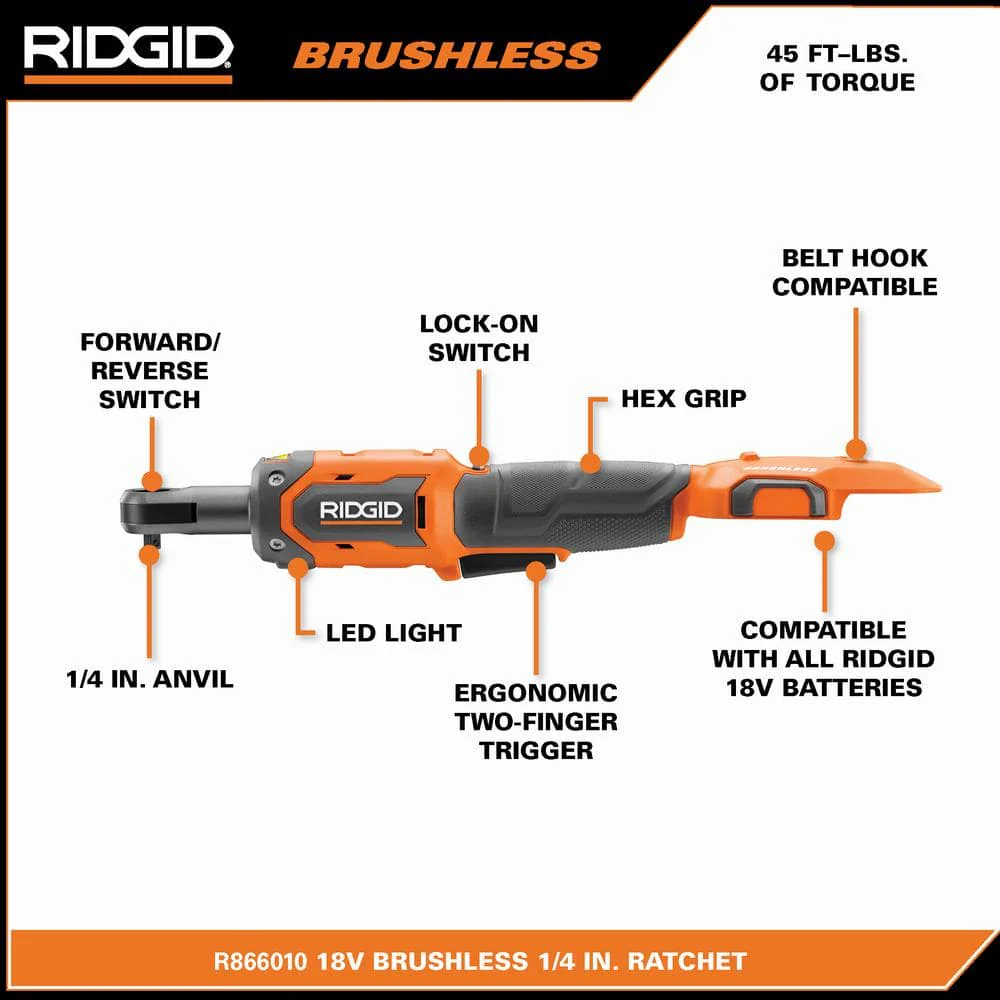 18V Brushless Cordless 1/4 in. Ratchet (Tool Only) - Image 3