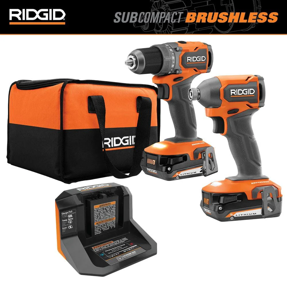 18V SubCompact Brushless 2-Tool Combo Kit with Drill/Driver, Impact Driver, (2) 2.0 Ah Batteries, Charger, and Tool Bag - Image 2