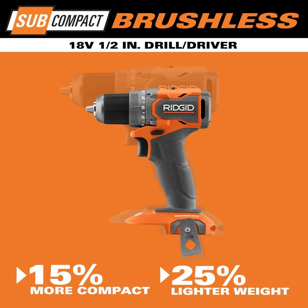 18V SubCompact Brushless Cordless 1/2 in. Drill/Driver Kit with (2) 2.0 Ah Batteries, Charger, and Tool Bag - Image 5