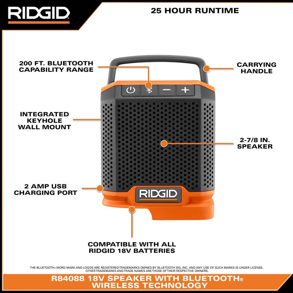 18V Cordless Speaker with Bluetooth Technology, 2.0 Ah Battery, and Charger - Image 3
