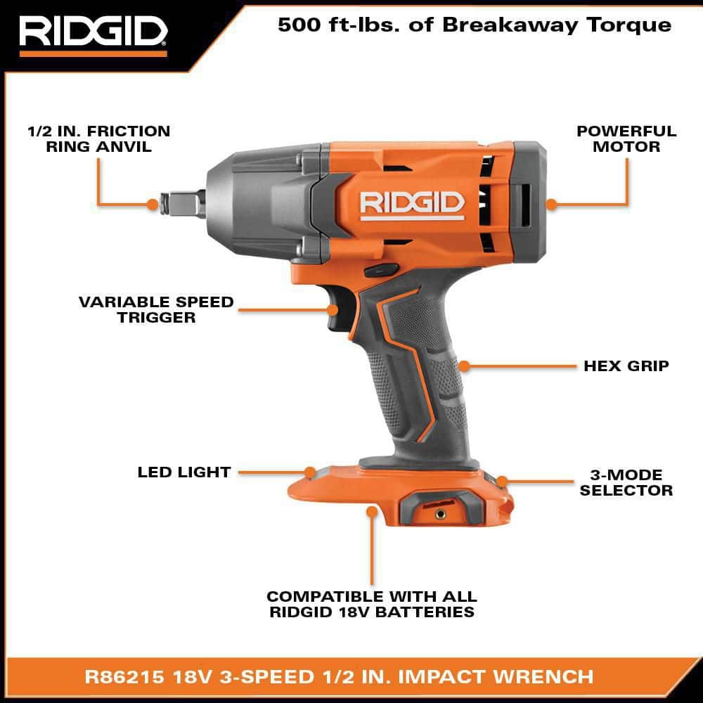 18V Cordless 1/2 in. Impact Wrench (Tool Only) - Image 3