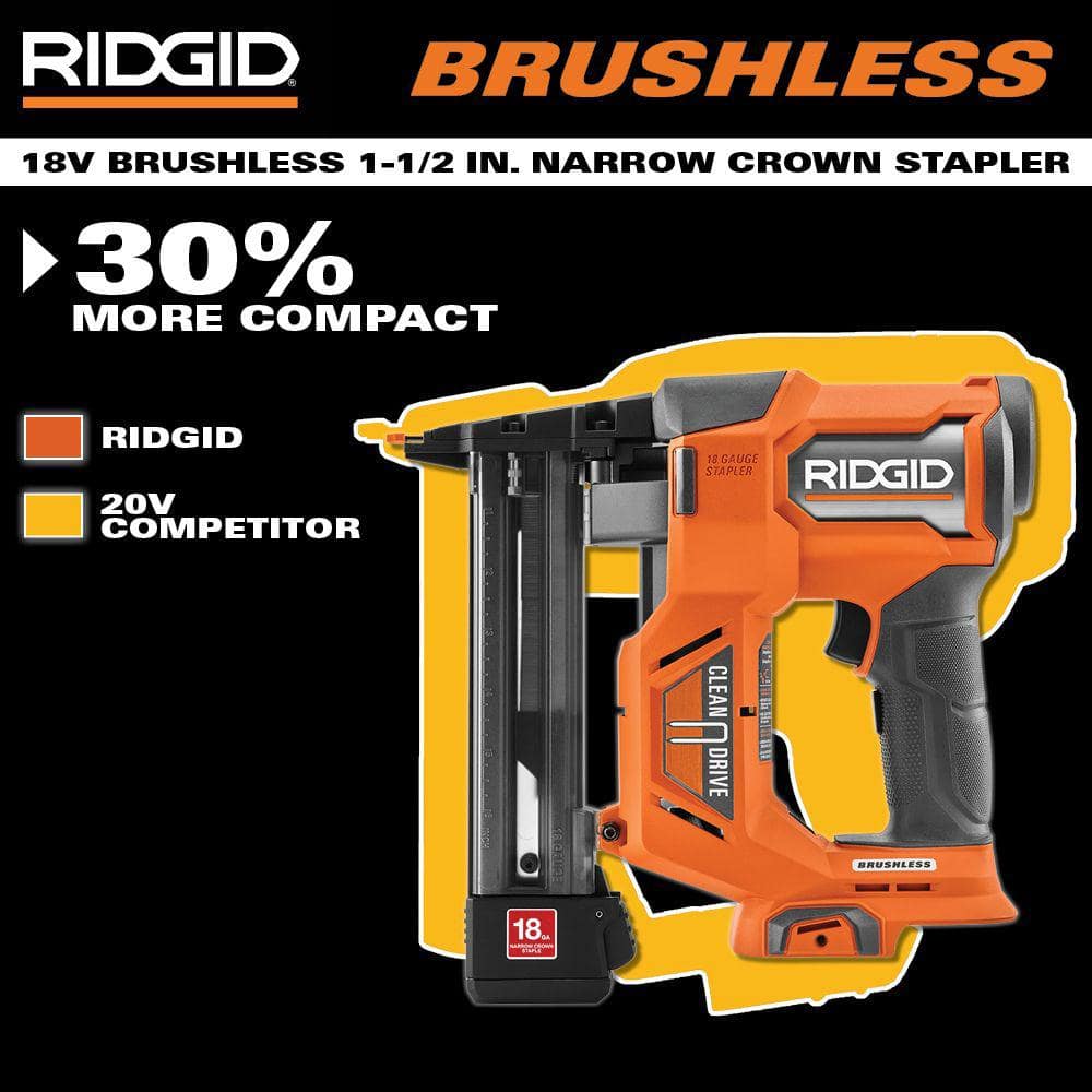 18V Brushless Cordless 18-Gauge 1-1/2 in. Narrow Crown Stapler (Tool only) - Image 8