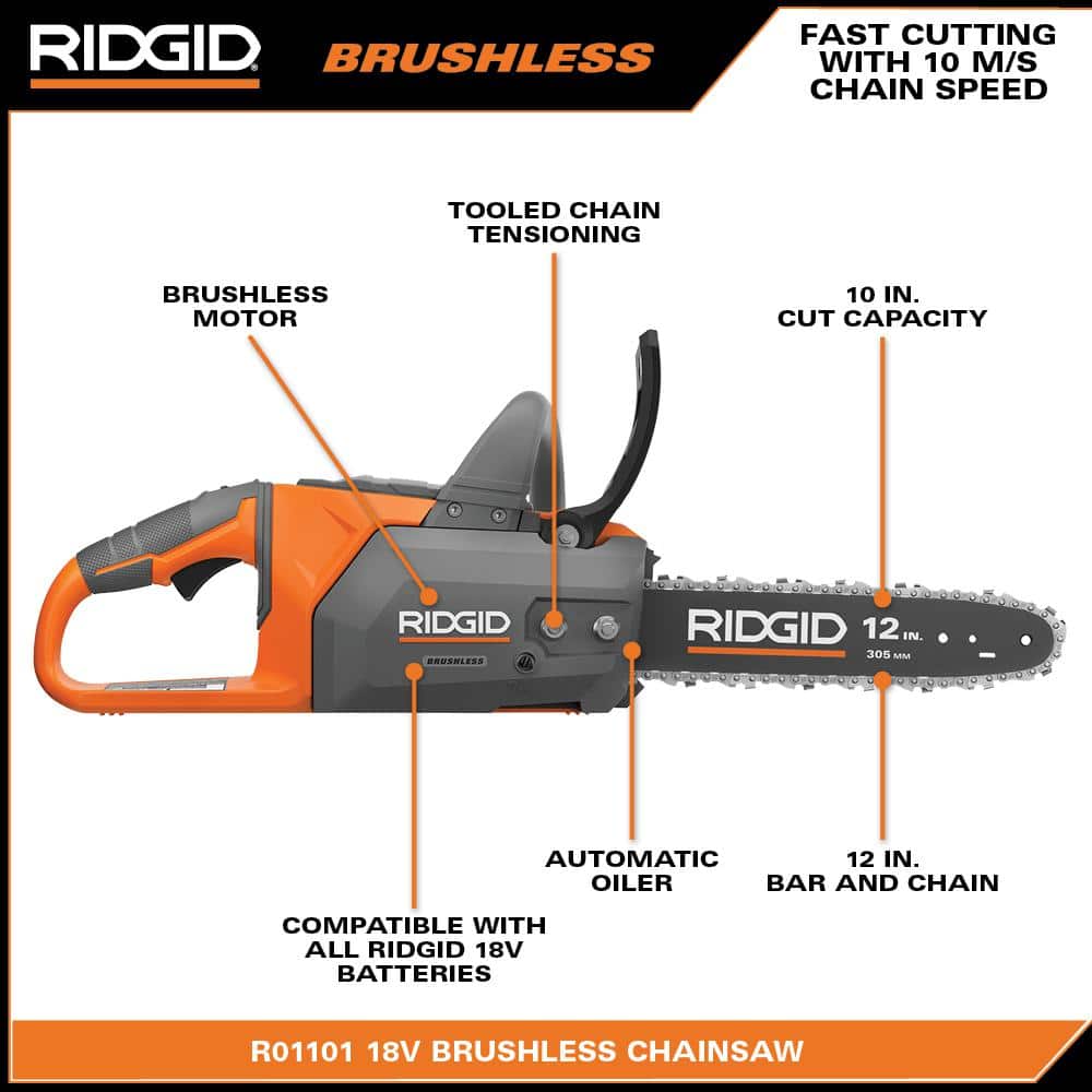 18V Brushless 12 in. Electric Battery Chainsaw with 6.0 Ah MAX Output Battery and Charger - Image 3