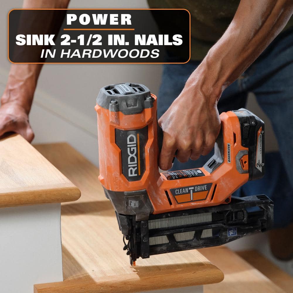 18V Brushless Cordless 16-Gauge 2-1/2 in. Straight Finish Nailer Kit with 2.0 Ah Battery and Charger - Image 6