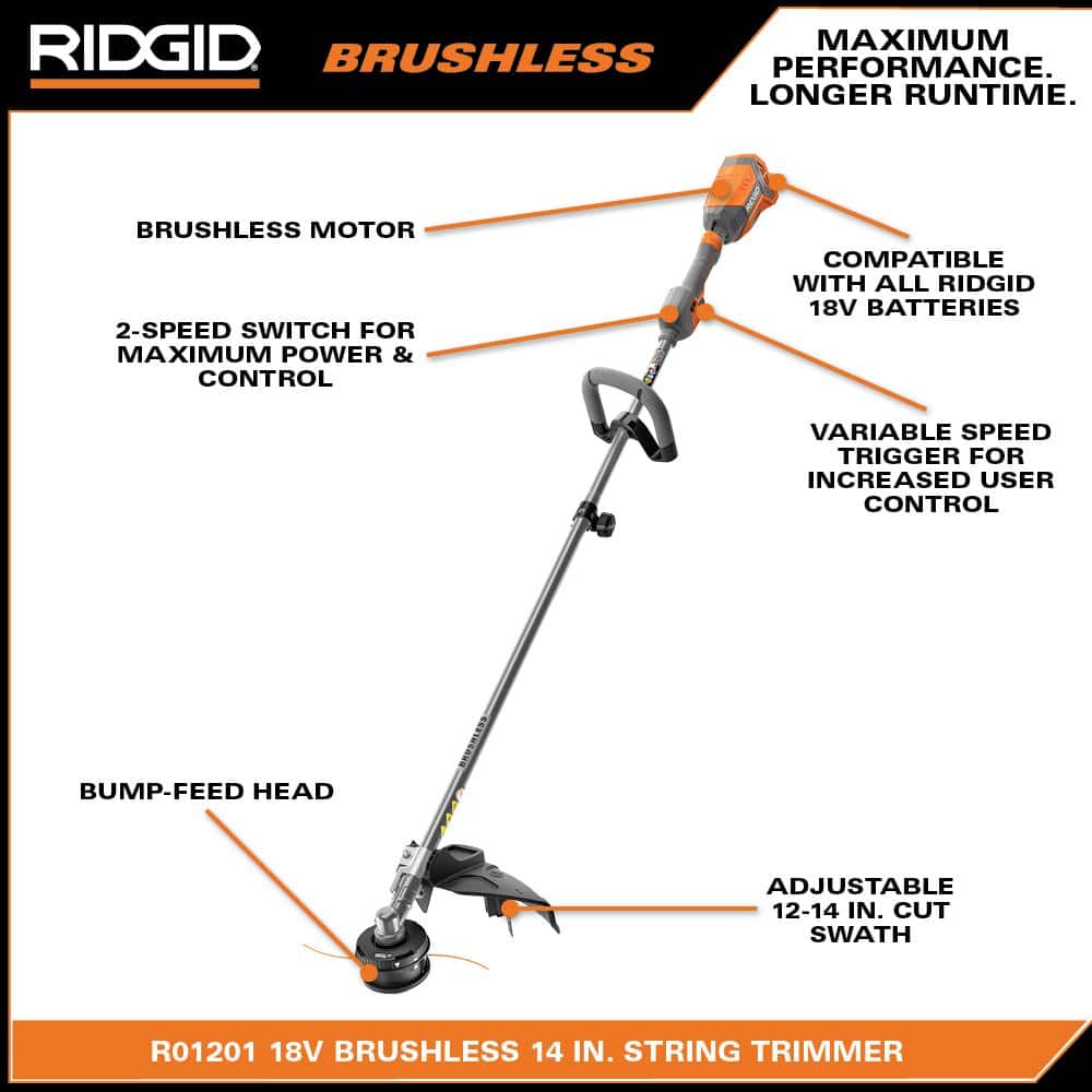 18V Brushless 14 in. Cordless Battery String Trimmer (Tool Only) - Image 3