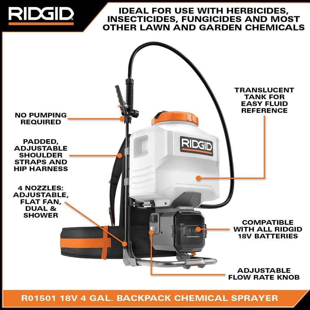 18-Volt Cordless Battery 4 Gal. Backpack Chemical Sprayer (Tool Only) - Image 3