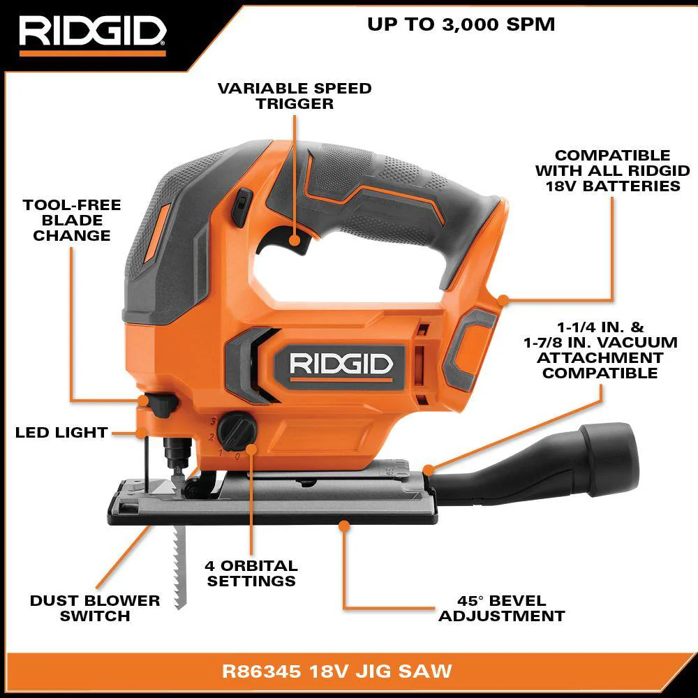 18V Cordless Jig Saw Kit with 2.0 Ah Lithium-Ion Battery and Charger - Image 3