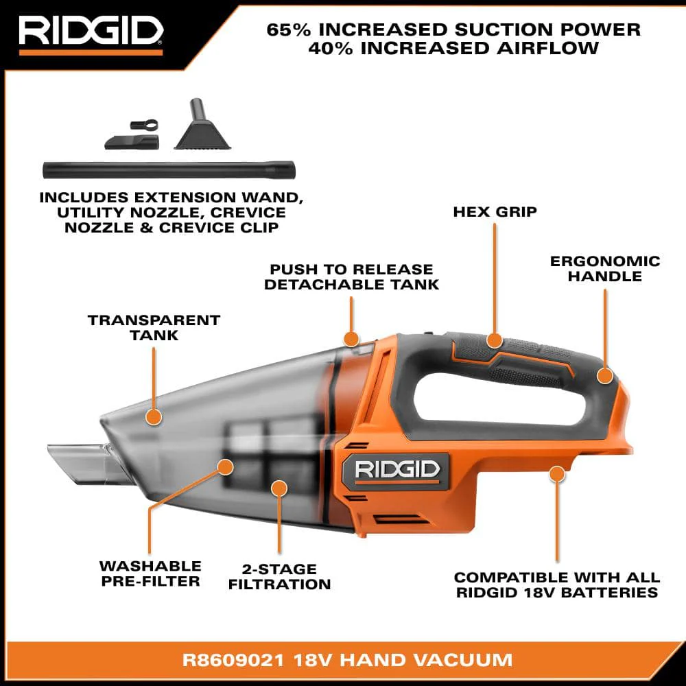 18V Cordless Hand Vacuum Kit with 2.0 Ah Battery and Charger - Image 4