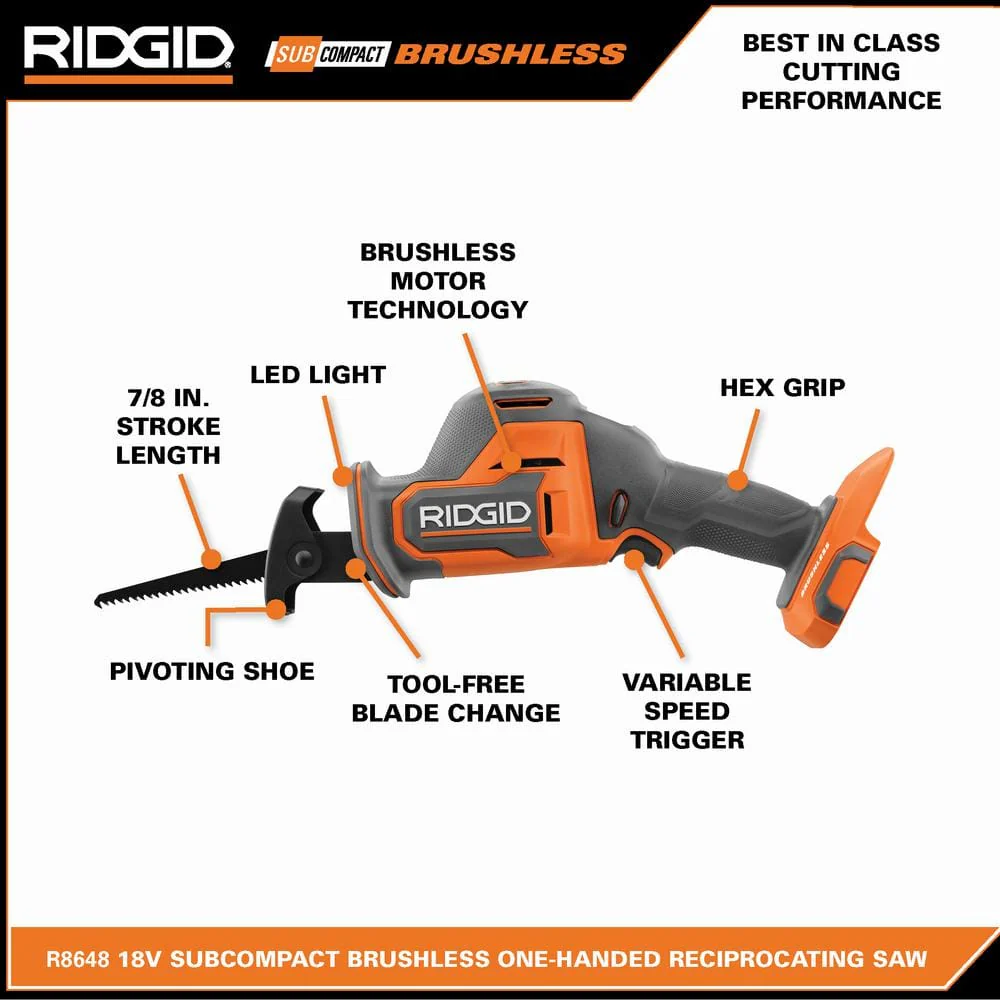 18V SubCompact Brushless Cordless One-Handed Reciprocating Saw (Tool Only) - Image 4